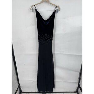 Rimini Maxi Dress Women 6 Navy Blue Velour Fairy Grunge Whimsigoth Beaded